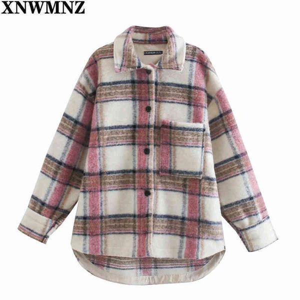 xnwmnz za women fashion oversize check overshirt casual loose woolen jacket coat female long sleeve outerwear chic overcoat 210513, Black
xnwmnz za women fashion oversize check overshirt casual loose woolen jacket coat female long sleeve outerwear chic overcoat 210513, Black