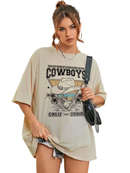 hat & letter graphic drop shoulder tee 75py#, White
hat & letter graphic drop shoulder tee 75py#, White