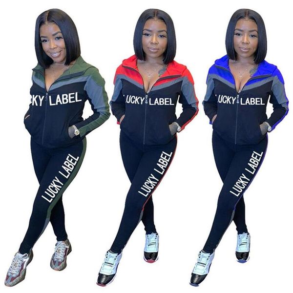women designers clothes lucky label letter solid color hooded long sleeve zipper jacket pants leggings sports suit two piece outfi2928, White
women designers clothes lucky label letter solid color hooded long sleeve zipper jacket pants leggings sports suit two piece outfi2928, White
