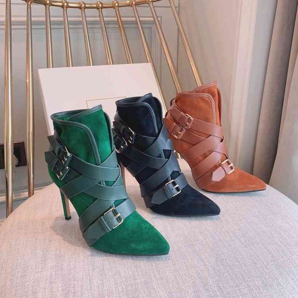 women's buckle suede boots boots winter shoes pointed toe high heels series, Black
women's buckle suede boots boots winter shoes pointed toe high heels series, Black