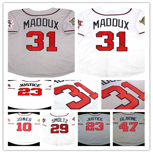 1995 Atlanta Vintage World Series Baseball Jersey Chipper Jones John Smoltz Bobby Cox Javy Lopez David Justice Tom Glavine Greg 31 Maddux BRAVES Ronald Acuna Jr. 4XL, Man retro white with 1995 ws patch
1995 Atlanta Vintage World Series Baseball Jersey Chipper Jones John Smoltz Bobby Cox Javy Lopez David Justice Tom Glavine Greg 31 Maddux BRAVES Ronald Acuna Jr. 4XL, Man retro white with 1995 ws patch