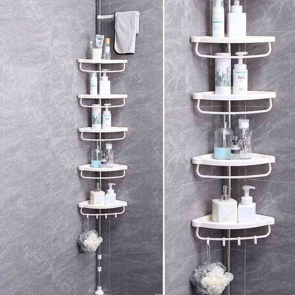 stainls steel ceiling bathroom rack toilet telcopic corner storage hole free 
stainls steel ceiling bathroom rack toilet telcopic corner storage hole free