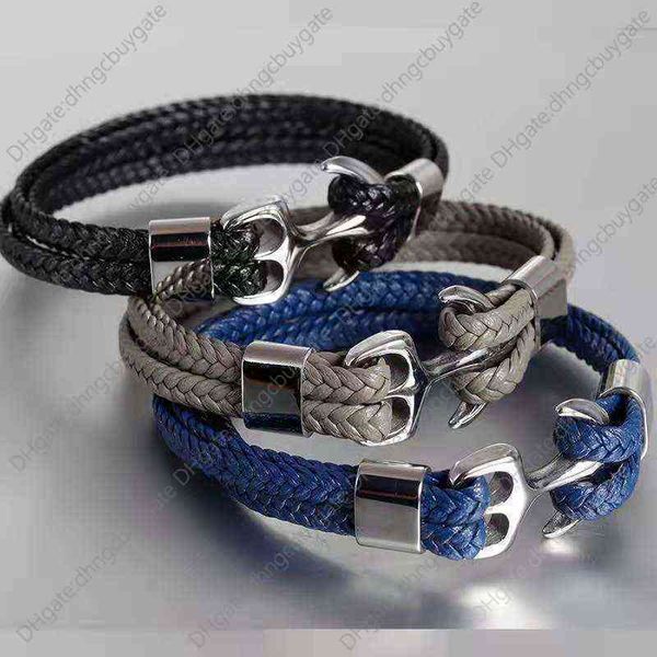 straight titanium steel men's ship anchor bracelet multi-layer woven leather rope bracelet fashion, Silver
straight titanium steel men's ship anchor bracelet multi-layer woven leather rope bracelet fashion, Silver