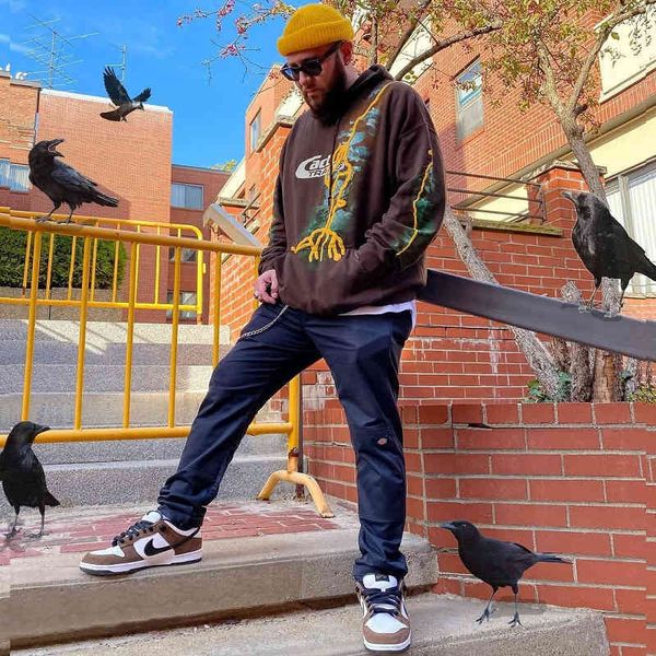 new design brand men's fashion flash foam print hoodie et, Black 
new design brand men's fashion flash foam print hoodie et, Black