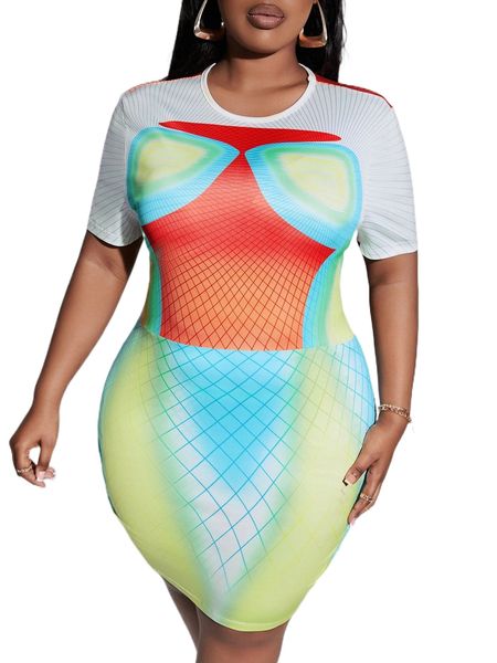 plus plaid print ombre bodycon dress g7uv#, Black
