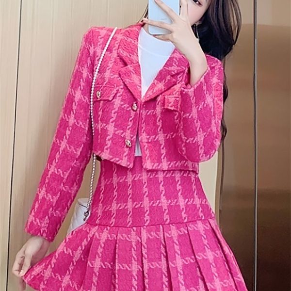 spring women's suits with skirt v-neck plaid tweed short suit a-line pleated short skirt 2 piece set summer dress sets 220510, White
spring women's suits with skirt v-neck plaid tweed short suit a-line pleated short skirt 2 piece set summer dress sets 220510, White