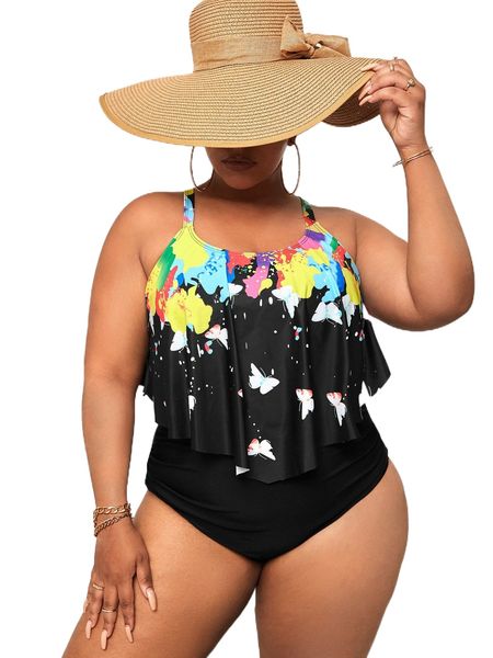 plus butterfly print ring linked strappy back high waist bikini swimsuit r5gw#, White;black
plus butterfly print ring linked strappy back high waist bikini swimsuit r5gw#, White;black
