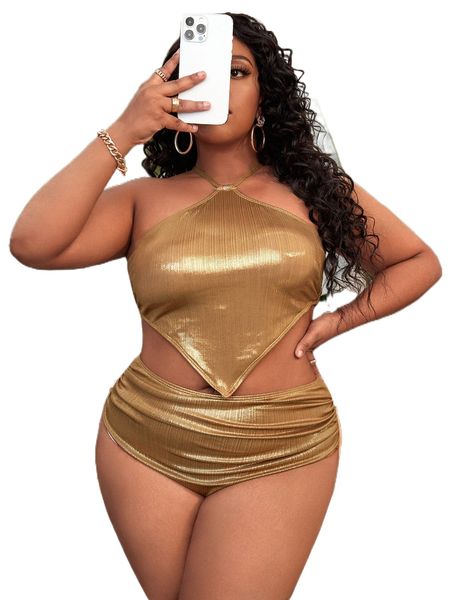 plus sparkly glitter criss cross hanky hem ruched bikini swimsuit q2kz#, White;black
plus sparkly glitter criss cross hanky hem ruched bikini swimsuit q2kz#, White;black