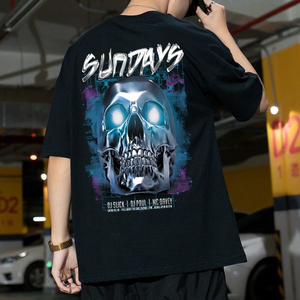 men t shirt gothic thriller skull print comfortable cotton men tshirt summer cool breathable casual oneck short sleeve clothes 220608, White;black
men t shirt gothic thriller skull print comfortable cotton men tshirt summer cool breathable casual oneck short sleeve clothes 220608, White;black
