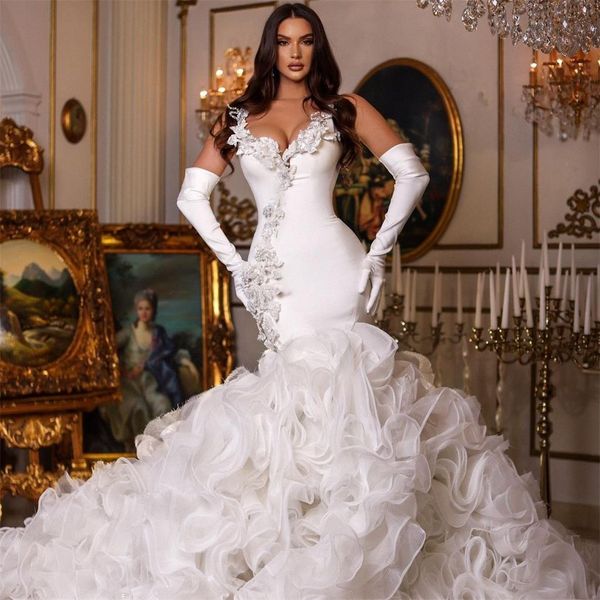 mermaid wedding dresses 2022 elegant lace applique long bridal gowns ruffled train spring summer gorgeous robe de soirée, White
mermaid wedding dresses 2022 elegant lace applique long bridal gowns ruffled train spring summer gorgeous robe de soirée, White