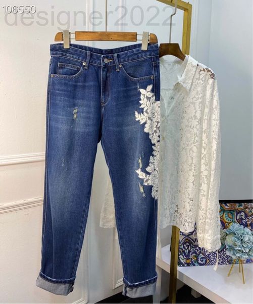 women's jeans designer korean characteristic women's trousers medium high waist heavy industry lace thin flanging cross pants jean, Blue
women's jeans designer korean characteristic women's trousers medium high waist heavy industry lace thin flanging cross pants jean, Blue