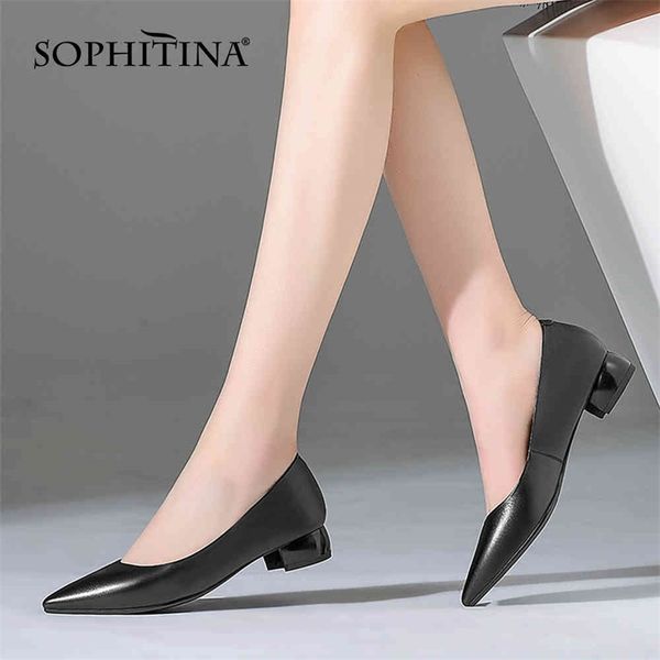 sophitina office lady dress pumps woman genuine leather black mature comfortable pointed toe soft low square heel shoe po793 210513
sophitina office lady dress pumps woman genuine leather black mature comfortable pointed toe soft low square heel shoe po793 210513