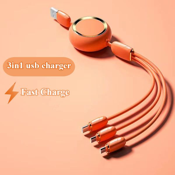 retractable usb cables 3 in 1 fast charger 3a charging cable type c mirco wire for iphone samsung huawei
retractable usb cables 3 in 1 fast charger 3a charging cable type c mirco wire for iphone samsung huawei
