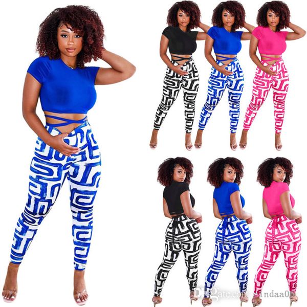 two piece pants womens set summer designer clothing temperament bandage short sleeve sweet printing slim fitting leggings outfits, White
two piece pants womens set summer designer clothing temperament bandage short sleeve sweet printing slim fitting leggings outfits, White