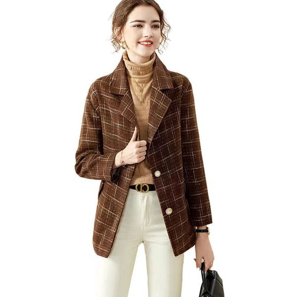 t618 womens suits & blazers tide brand high-quality retro fashion designer simple temperament check grain series suit jacket slim plus size, White;black
t618 womens suits & blazers tide brand high-quality retro fashion designer simple temperament check grain series suit jacket slim plus size, White;black
