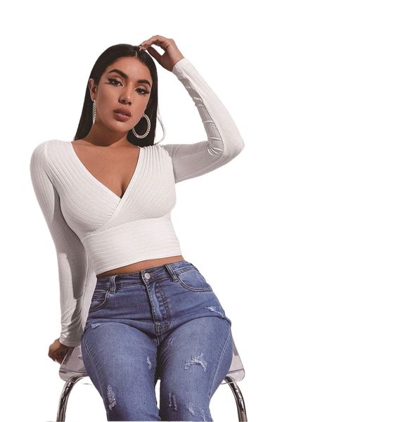 spot amazon cross-border european and american autumn and winter new v-neck pullover solid color commuter slim t-shirt women's bottomin, White
spot amazon cross-border european and american autumn and winter new v-neck pullover solid color commuter slim t-shirt women's bottomin, White