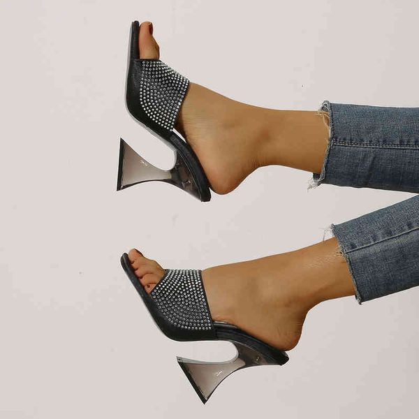 slippers fashion women's shoes summer special-shaped crystal heel sandals large, Black
slippers fashion women's shoes summer special-shaped crystal heel sandals large, Black