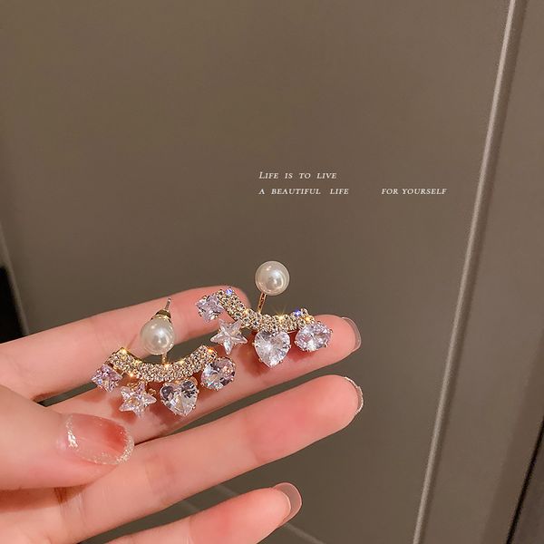 925 silver needle one style for dual-wear pearl heart-shaped zircon pentagram stud earrings korean light luxury earrings fashion eardrop fo, Golden
925 silver needle one style for dual-wear pearl heart-shaped zircon pentagram stud earrings korean light luxury earrings fashion eardrop fo, Golden