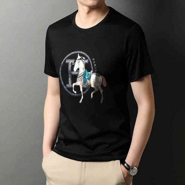 2022 new diamond clothes mercerized cotton t-shirt men's short sleeve half fashion brand, White;black
2022 new diamond clothes mercerized cotton t-shirt men's short sleeve half fashion brand, White;black