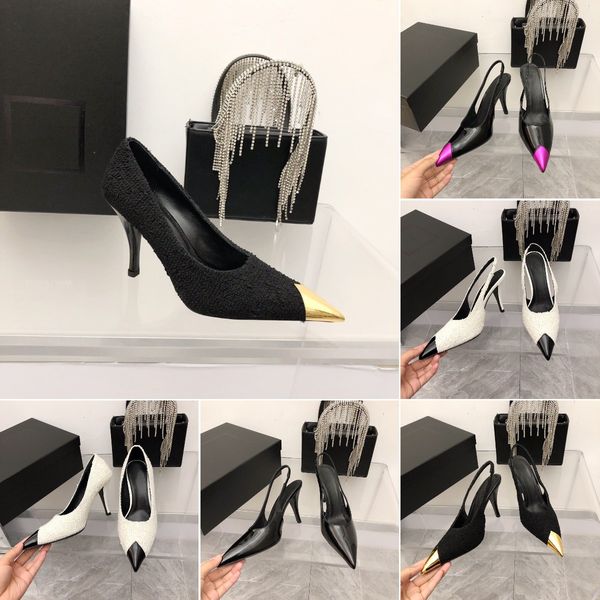 vesper sandals women blended tweed open heel shallow mouth designer luxury high heels slingback pumps leather metal toe cap comfort walking, Black
vesper sandals women blended tweed open heel shallow mouth designer luxury high heels slingback pumps leather metal toe cap comfort walking, Black