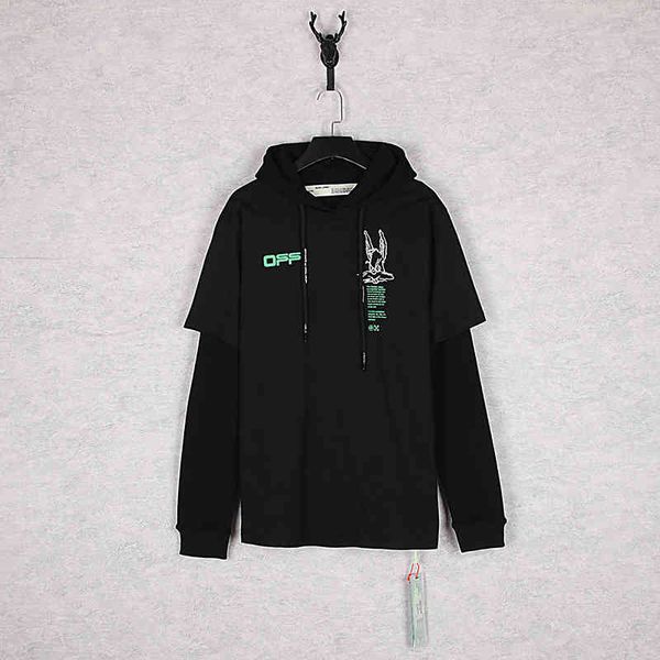 fashion brand off style white new fake two-piece cartoon man loose men's and women's hoodie, Black
fashion brand off style white new fake two-piece cartoon man loose men's and women's hoodie, Black