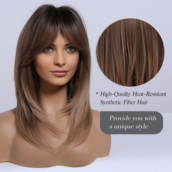 lx brand brown synthetic wigs for women layered hairstyle wigs with bangs medium length dark root bob wig heat resistant cosplayfactory dire, Black
lx brand brown synthetic wigs for women layered hairstyle wigs with bangs medium length dark root bob wig heat resistant cosplayfactory dire, Black