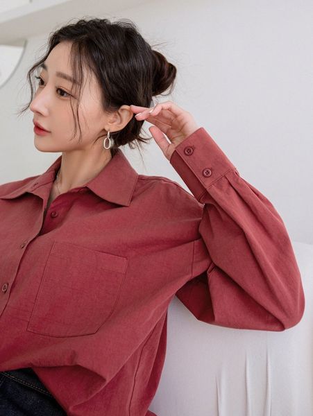 dazy patched pocket button front blouse d9tr#, White