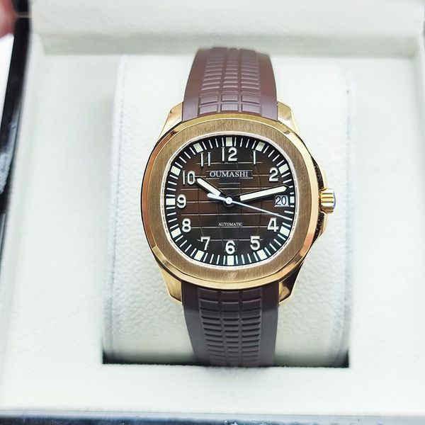40mm new luxury men's watch automatic mechanical sapphire glass rubber strap water, Slivery;brown
40mm new luxury men's watch automatic mechanical sapphire glass rubber strap water, Slivery;brown