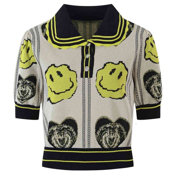 women's sweaters doll collar lapel short sleeved women's clothing summer smiling face jacquard waist contrast sweater 9s6z, White;black
women's sweaters doll collar lapel short sleeved women's clothing summer smiling face jacquard waist contrast sweater 9s6z, White;black