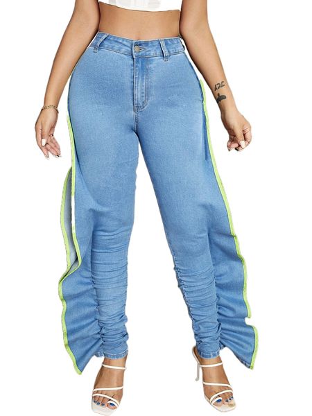 ruffle trim ruched jeans b9ri#, Blue
ruffle trim ruched jeans b9ri#, Blue