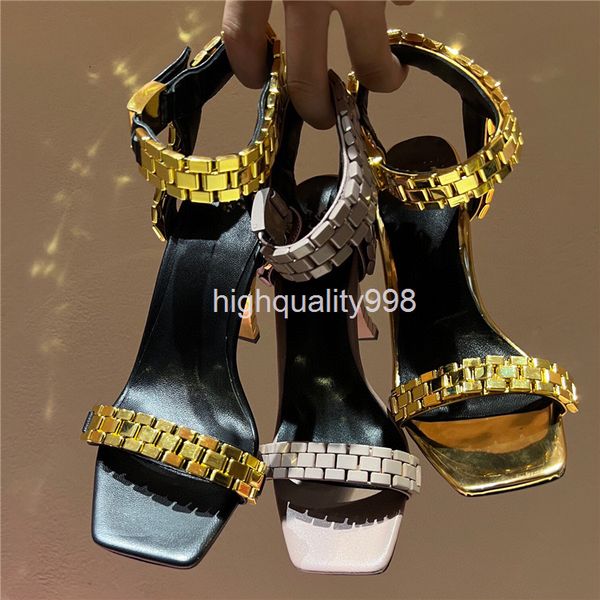sandals spring and summer metal strap decorative square head high heels fashionable women's sandals, Black
sandals spring and summer metal strap decorative square head high heels fashionable women's sandals, Black
