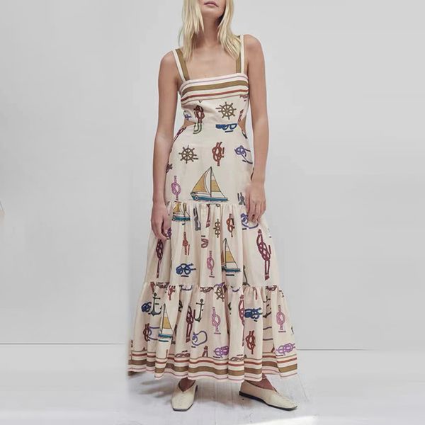 2022 summer women's dress new fashion french retro print holiday style long strap dresses, Black;gray
2022 summer women's dress new fashion french retro print holiday style long strap dresses, Black;gray