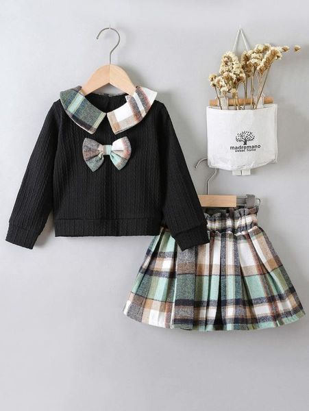 toddler girls bow front contrast collar sweatshirt & paper bag waist pleated skirt she, White
toddler girls bow front contrast collar sweatshirt & paper bag waist pleated skirt she, White