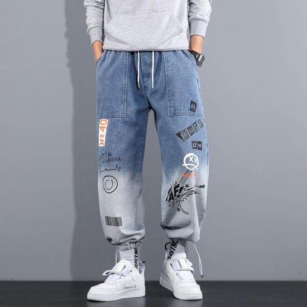 men's jeans korean hip hop harem pants mens loose jeans denim trousers casual pants ankle-tie trousers streetwear mens clothes, Blue
men's jeans korean hip hop harem pants mens loose jeans denim trousers casual pants ankle-tie trousers streetwear mens clothes, Blue
