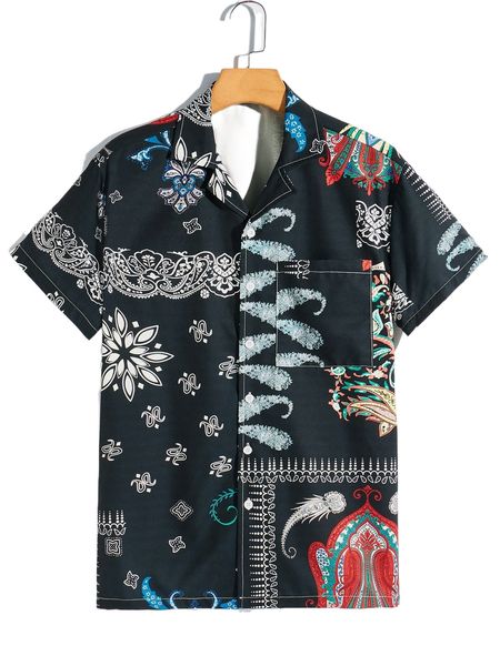 romwe guys paisley print shirt z3wr#, White;black
romwe guys paisley print shirt z3wr#, White;black