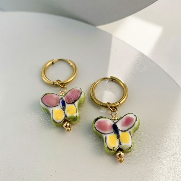 vintage cute handmade colorful butterfly ceramics hoop earrings for women fashion gold color stainless steel earrings jewelry, Golden;silver
vintage cute handmade colorful butterfly ceramics hoop earrings for women fashion gold color stainless steel earrings jewelry, Golden;silver