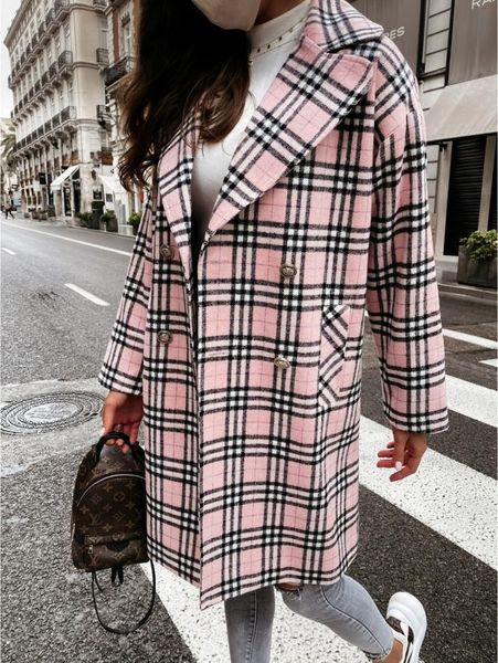 fashion designer women's wool blends jacket plaid coat casual jackets classic solid color lapel medium long button fur coats 001, Black
fashion designer women's wool blends jacket plaid coat casual jackets classic solid color lapel medium long button fur coats 001, Black