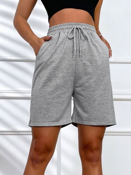 drawstring waist track shorts 17v1#, White;black