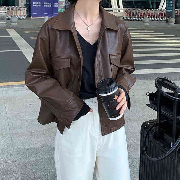 vintage pu leather women's short jacket 2022 spring winter new plush motorcycle jacket leather clothes for women l220728, Black
vintage pu leather women's short jacket 2022 spring winter new plush motorcycle jacket leather clothes for women l220728, Black