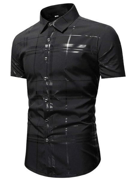 men plaid button through shirt g8fp#, White;black 
men plaid button through shirt g8fp#, White;black