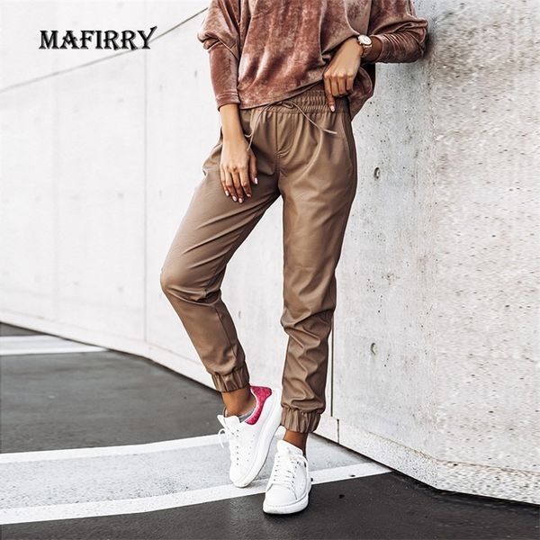 women simple solid lace-up elastic waist trousers spring autumn skinny leather pants casual pencil streetwear drop 220325, Black;white
women simple solid lace-up elastic waist trousers spring autumn skinny leather pants casual pencil streetwear drop 220325, Black;white