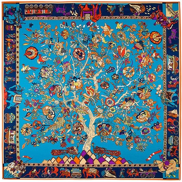 130cm square scarf luxury brand twill silk for women female charm life tree bandanna head large scarves shawl 220704, Blue;gray
130cm square scarf luxury brand twill silk for women female charm life tree bandanna head large scarves shawl 220704, Blue;gray