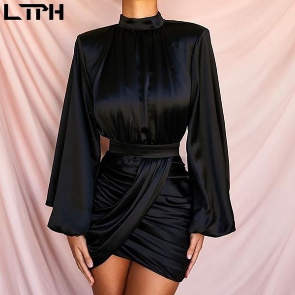 autumn women dress solid lantern sleeves high collar bag hip waist pleated slim wild straight mini dresses y200805, Black;pink
autumn women dress solid lantern sleeves high collar bag hip waist pleated slim wild straight mini dresses y200805, Black;pink