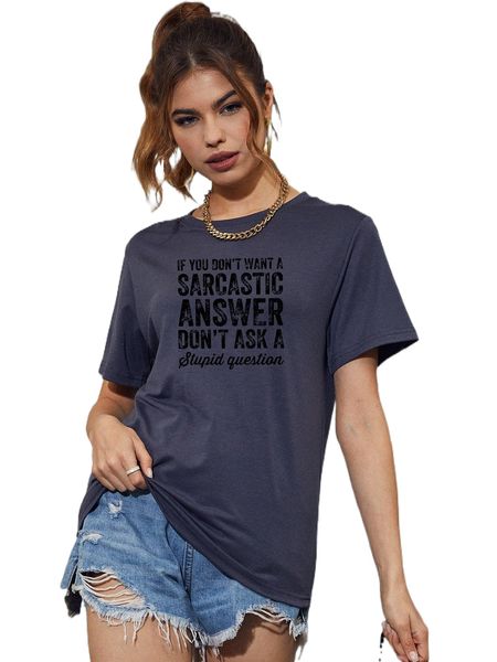 slogan graphic round neck tee r33b#, White
