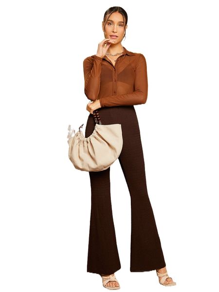 collared button front sheer mesh without bra u3be#, White
collared button front sheer mesh without bra u3be#, White