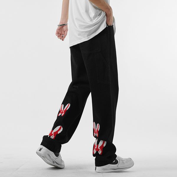 hip hop back letter embroidery loose mens denim trousers straight black pockets streetwear casual jeans pants, Black;brown
hip hop back letter embroidery loose mens denim trousers straight black pockets streetwear casual jeans pants, Black;brown