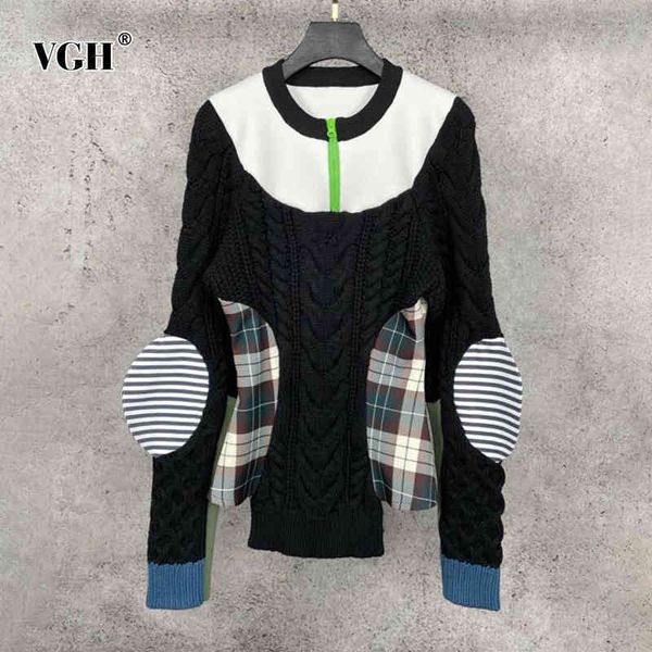 casual patchwork plaid striped sweater for women turtleneck long sleeve hit color knitted female fashion clothing 210507, White;black
casual patchwork plaid striped sweater for women turtleneck long sleeve hit color knitted female fashion clothing 210507, White;black