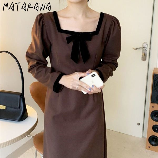 slim waist square collar femme robe vintage bowknot long sleeve dresses for women hepburn style vestido feminino 210506, Black;gray
slim waist square collar femme robe vintage bowknot long sleeve dresses for women hepburn style vestido feminino 210506, Black;gray