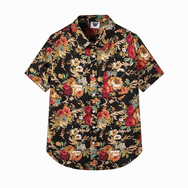 european and american men's wear summer 2022 new short sleeve lapel single breasted black floral print fashion shirt, White;black
european and american men's wear summer 2022 new short sleeve lapel single breasted black floral print fashion shirt, White;black