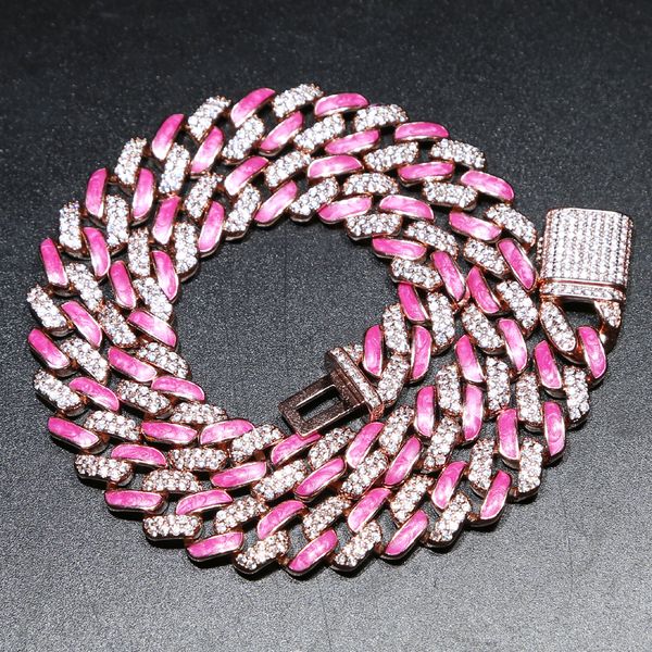 new 11mm miami iced out bling choker necklace rose gold pink enamel 2 raw cz cuban chain hip hop necklaces women fashion party jewelry set, Silver
new 11mm miami iced out bling choker necklace rose gold pink enamel 2 raw cz cuban chain hip hop necklaces women fashion party jewelry set, Silver